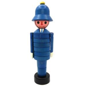 Vintage Czechoslovakia Wooden Stacking Policeman Toy Mid Century Modern Figure